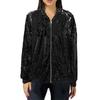 Women's Autumn Shiny Sequin Jacket Long Sleeve Front Zip Loose Coat Ribbed Cuffs Elegant Glitter Outerwear
