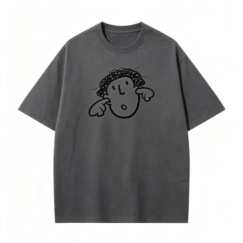 ZAZOMDE 2026 Casual Hip Hop Unisex Tshirt Funny Hand Drawn Surprised Curly Character Print Short Sleeve Loose Daily Wear Tees