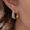 Luxury Full of Zircon Shiny Geometric Square Hoop Earrings for Women Temperament Gold Color Stainless Steel Korea Jewelry Gift