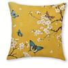 1/4pcs Yellow Pillowcases with Floral and Bird Motifs Sofa Cushion Cover Home Bedroom Room Decoration
