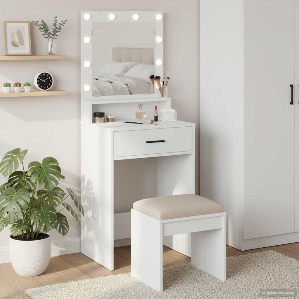 Makeup Table with Drawers White 50 x 41 x 135 cm Engineered Wood