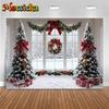 Mocsicka Christmas Photography Background Family Festival Party Backdrops Home Xmas Tree Winter Snow Window Pattern Deco523