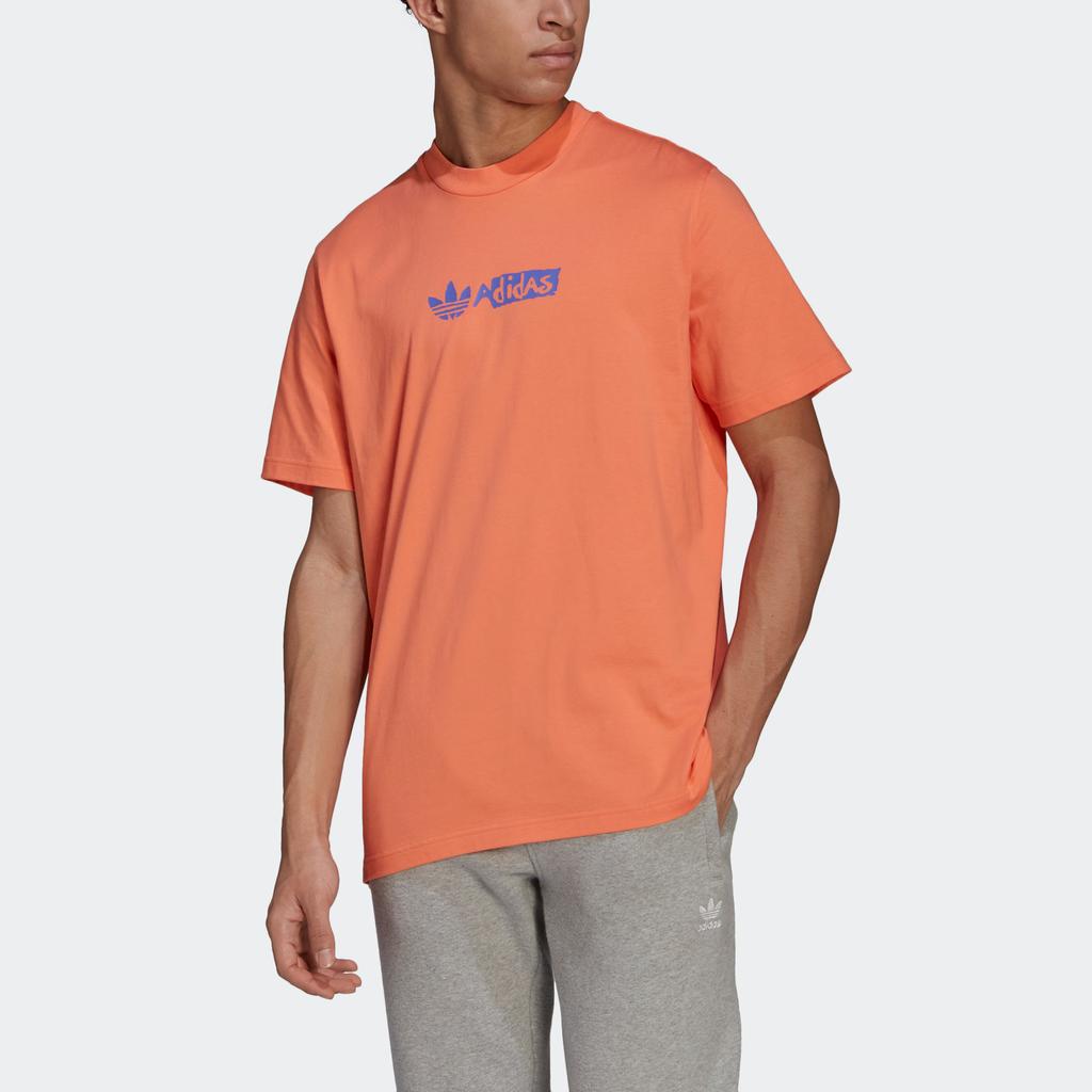 adidas Originals Casual Comfortable Soft Skin-Friendly Breathable Short Sleeve T-Shirt Men Tops Coral-Pink HT1656