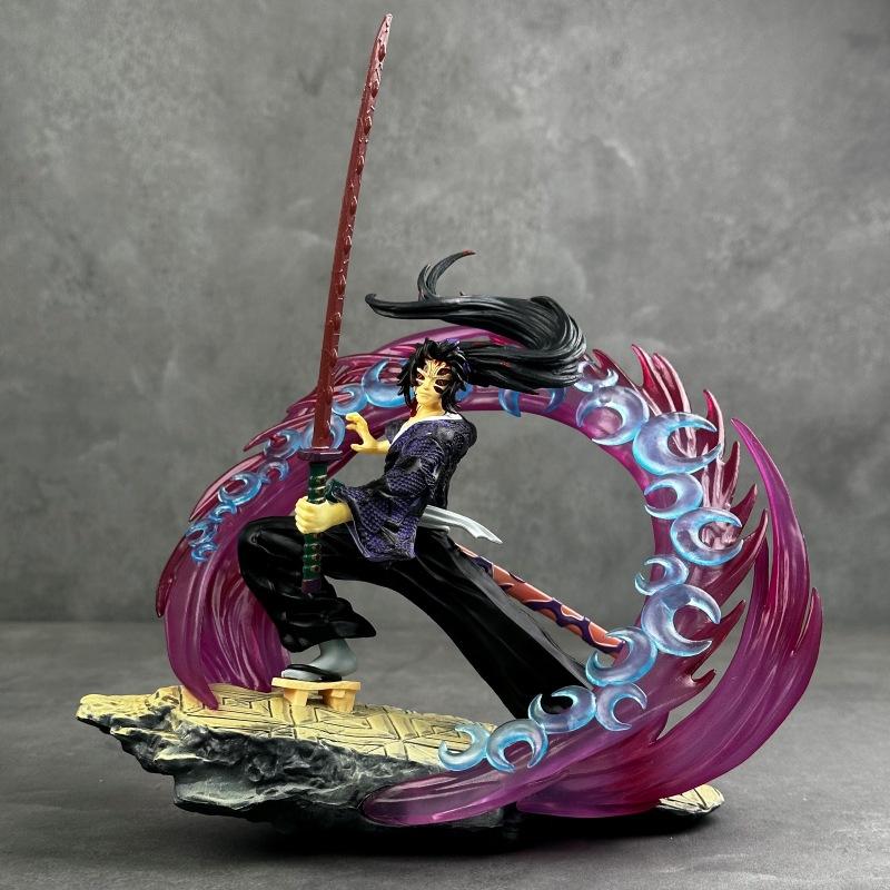Kimetsu No Yaiba Fierce Battle with Black Death Mou Battle Tsukuni Enichi Luminous Version GK Statue Model Ornament Figure Wholesale
