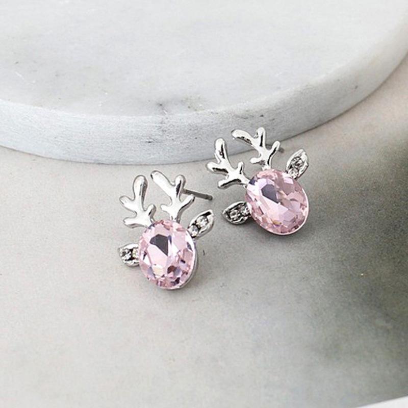 Luxury Crystal Reindeer Antler Earrings for Christmas