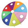 Kids Outdoor Mole Pounding Game Set Round Shape 4 Inflatable Rods Umbrella Parachute with 9 Holes