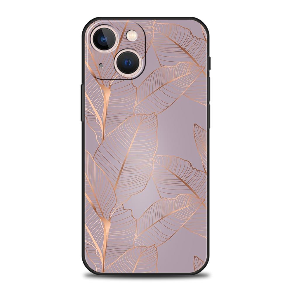 Phone Case For iPhone 16 15 14 13 12 11 Pro Max XS X XR SE 7 8 Plus Shell Beautiful Rose Gold Art iPhone 16e Soft TPU Cover