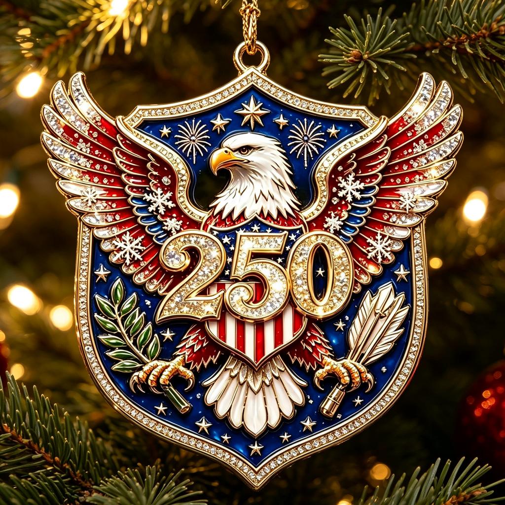Acrylic USA 0th Anniversary Christmas Tree Ornament, Commemorative Hanging Holiday Décor