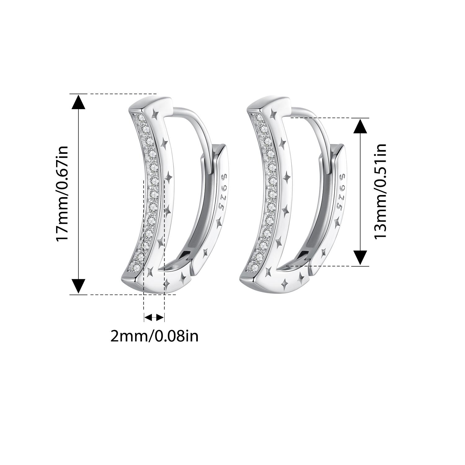 

BAMOER изысканные серьги-кольца с луной и звездой из стерлингового серебра 925 пробы, блестящие CZ, гипоаллергенные пряжки для ушей для женщин, ювелирные изделия в подарок BSE1031