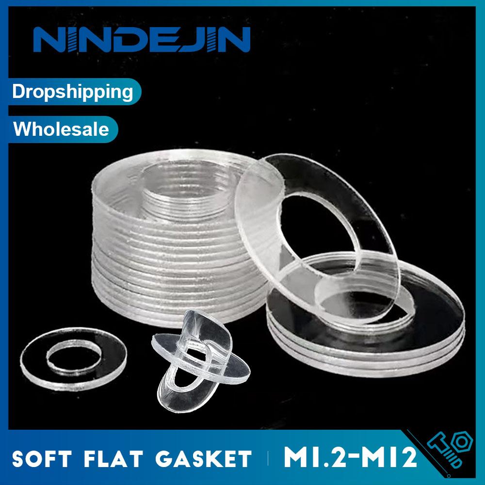 Clear Soft PVC Washer Shockproof Nylon Vinyl Flat Washer Gasket M1.3-M12 Insulation Plastic Washers for Glass Shower Door Handle M1.3x3x0.5 100pcs