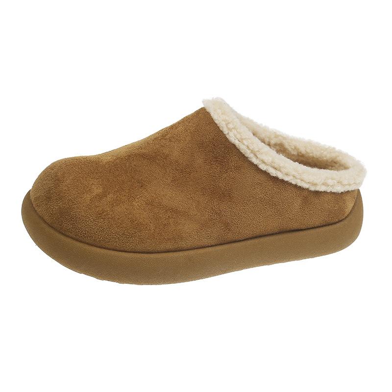 Retro Bag Head Fluffy Slippers Women Wear New Velvet Warm One-pedal Cotton Slippers