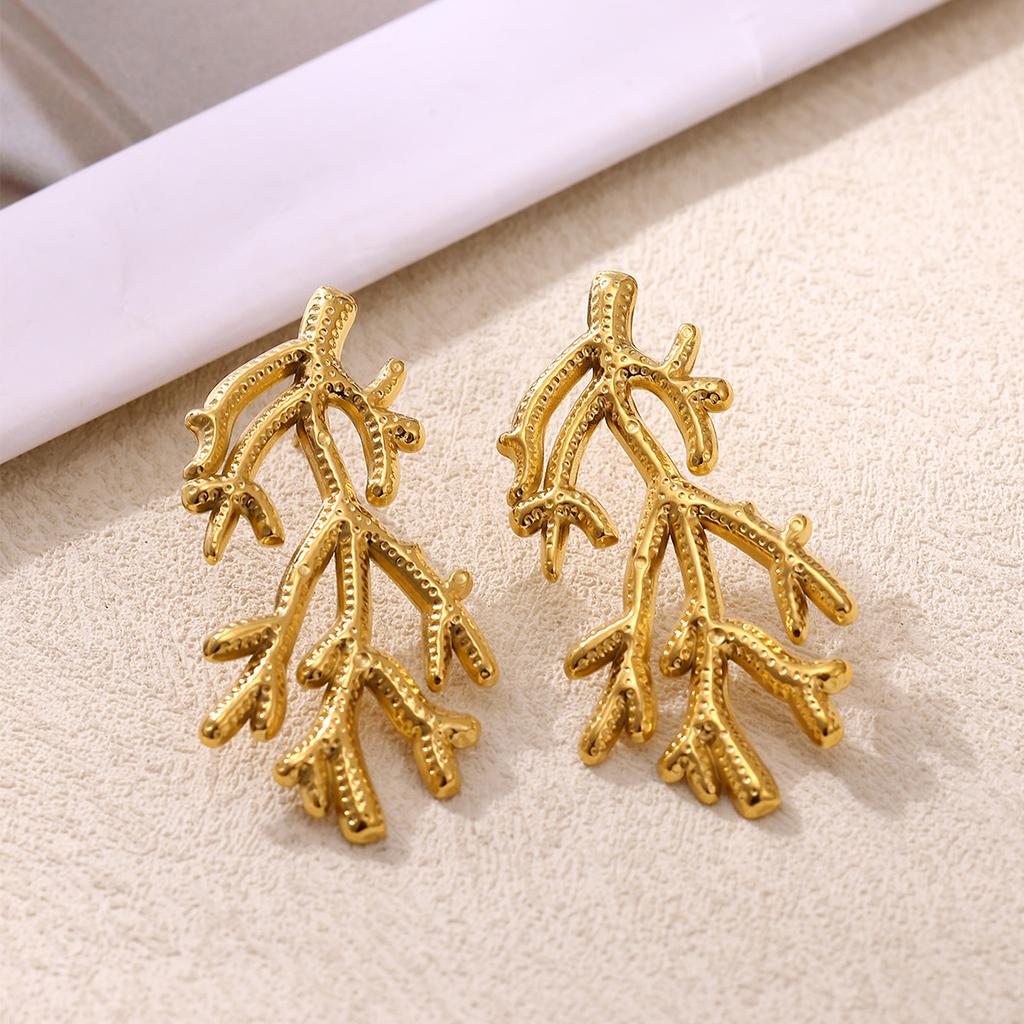 Freshwater Octopus Gold Color Earrings For Women Big Geometric Coral Stud Earring Stainless Steel 2026 New Jewelry Summer Gift