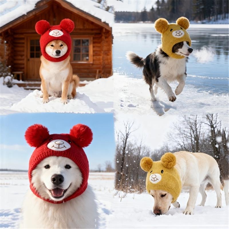 Holiday Dog Hat Warm Thicken Weave Knitted Hat For Small to Large Animals Party Indoor Use