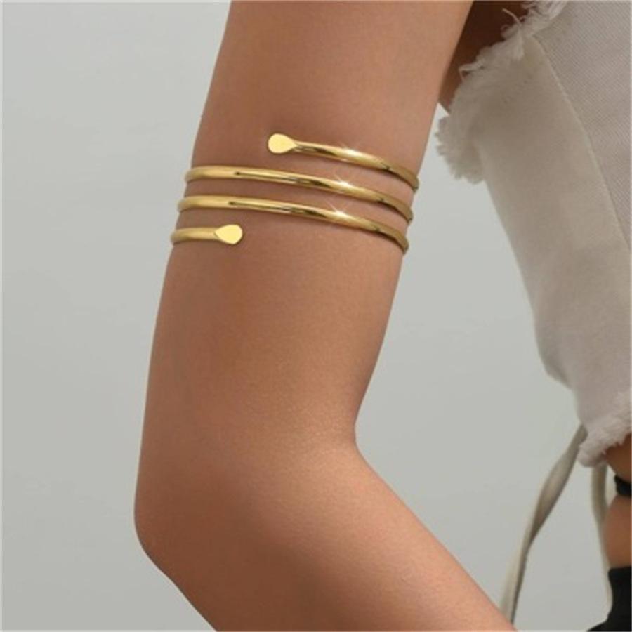 European and American simple ring multi-circle smooth arm ring fashion opening hip hop Internet celebrity temperament metal arm ring