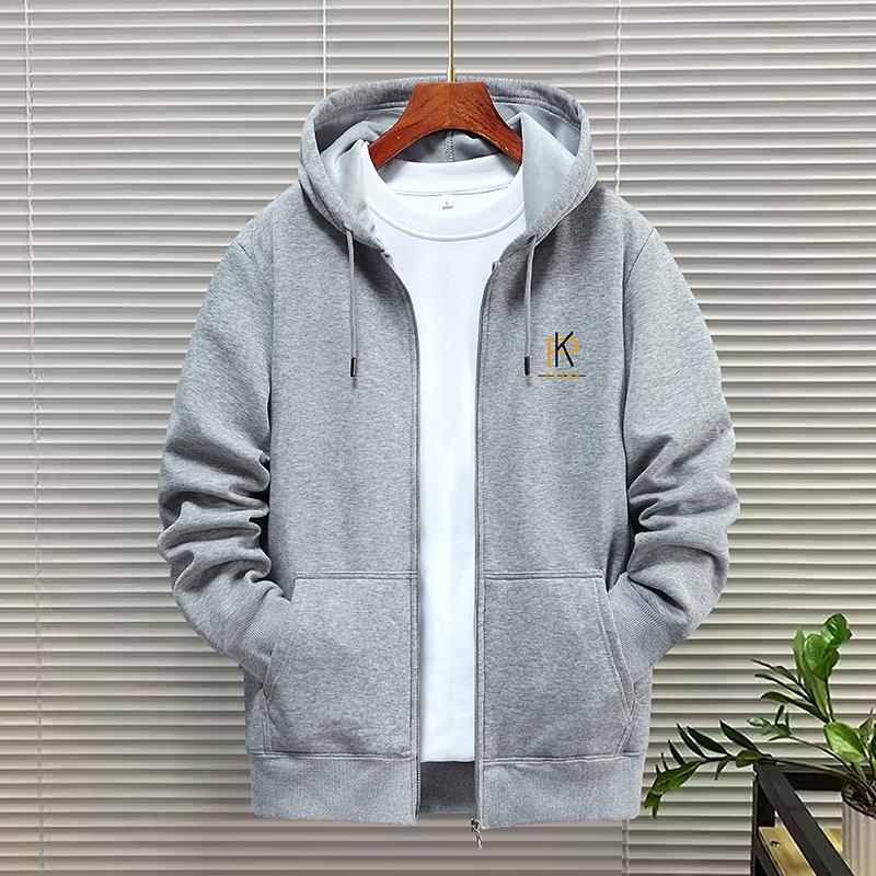 Men's Woodpecker Thickened Velvet Cardigan Hoodie - Loose Fit, Casual Couple Jacket for Spring, Autumn, Winter, Plus Sizes Available.