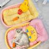 1set Cute Lace-Trimmed Pet Princess Bed - Soft Polyester Plush Oval for Small Dogs/Cats, Easy Assembly & Blue/Pink Indoor Use