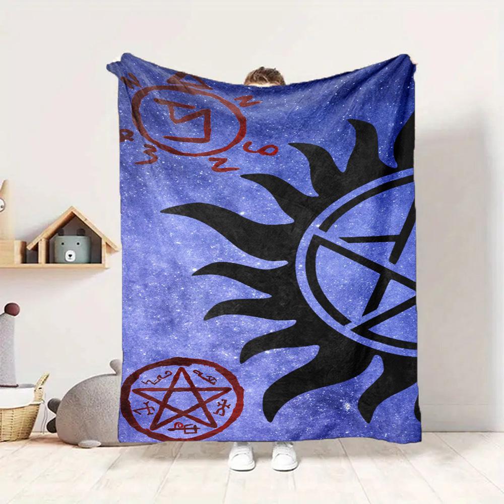 Supernatural Symbols Flannel Blanket Throw Blanket Soft Warm Sofa Bed Camping Home Decor Unique Christmas Gift C922145