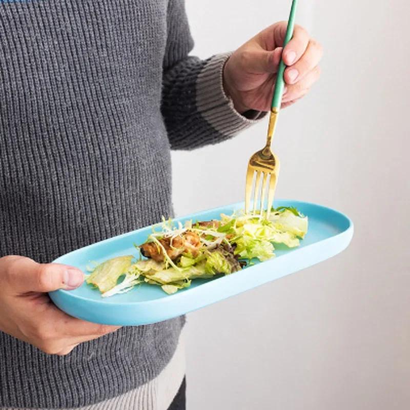Ceramic Tray Decorative White Oval Breakfast Western Food Dessert Plate Multi-function Jewelry Storage Home Kitchen Supplies