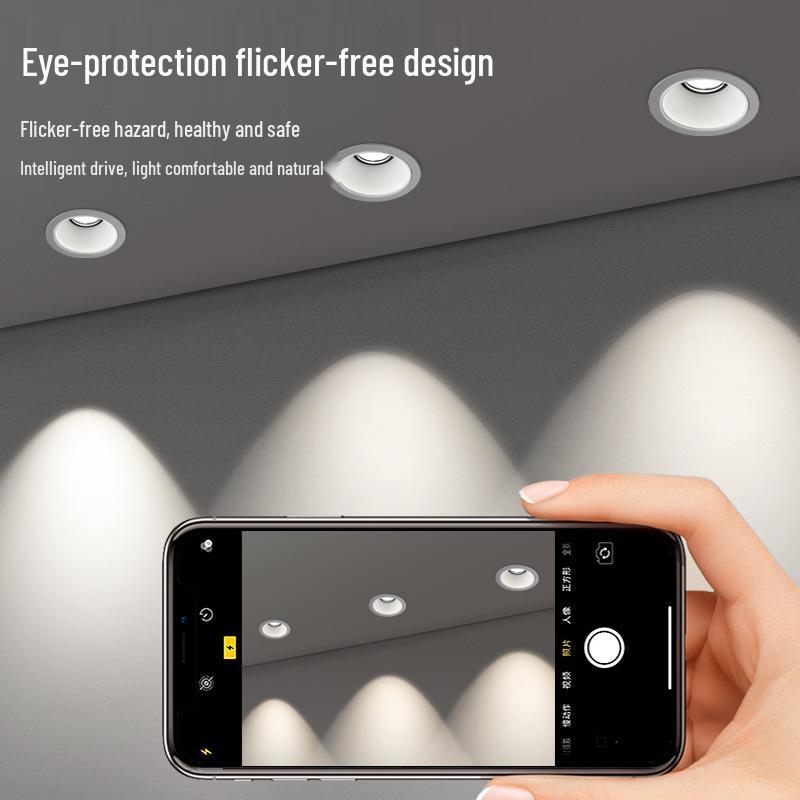 Small Hill COB Recessed Anti-Glare LED Spotlight for Living Room Ceiling, Full Spectrum.