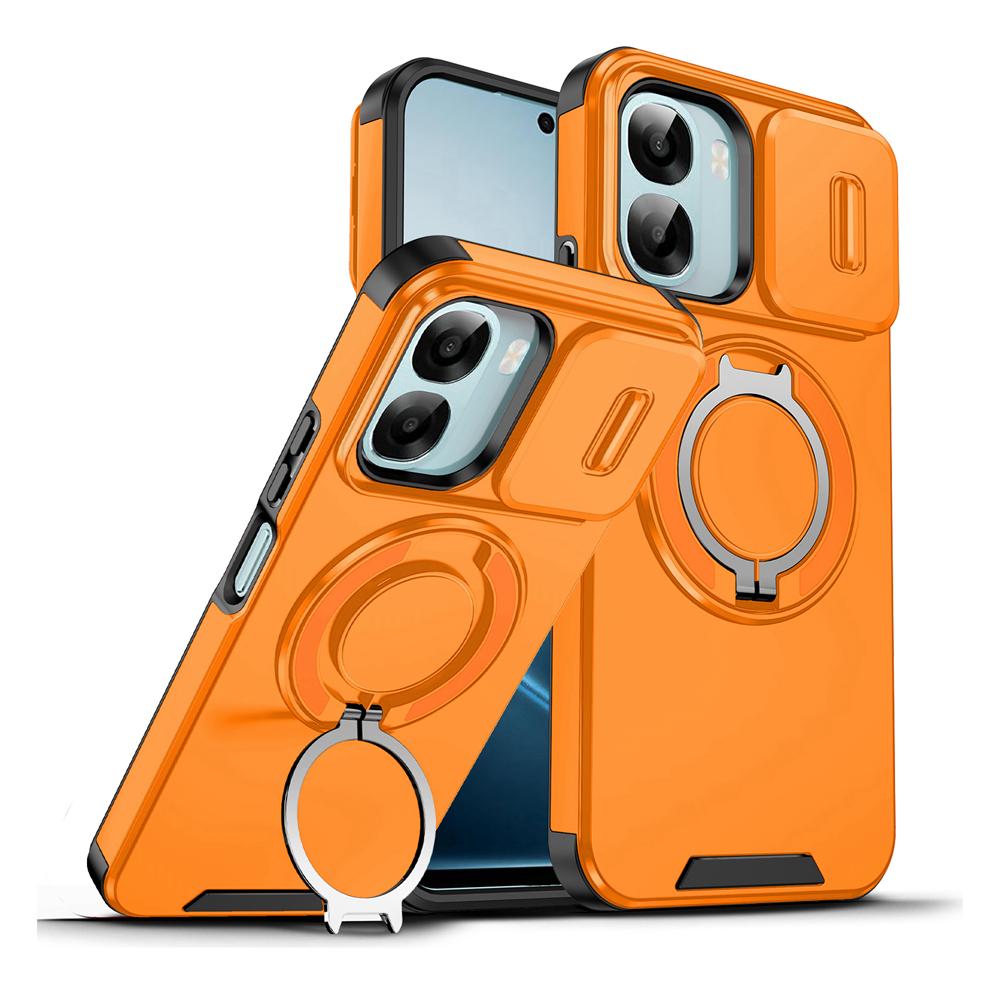 KEYSION 360° Rotating Ring Stand Phone Case for OPPO A6x 5G A6 A6t Pro A6s 5G Slide Camera Protection Magnetic Shockproof Cover