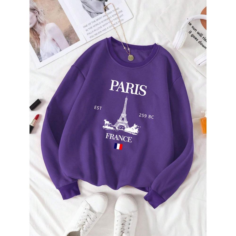 Fashion Womens Hoodie Paris France Eiffel Tower Printing Sweatshirt Warm Comfortable Pullovers Autumn Female Streetwear