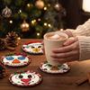 Rustic Wooden Coasters 4Pcs Christmas Snowman Coasters, Cute Face Drink Cup Natural Wood Mats, Heat Resistant UV Printed Tabletop Holiday Decorations