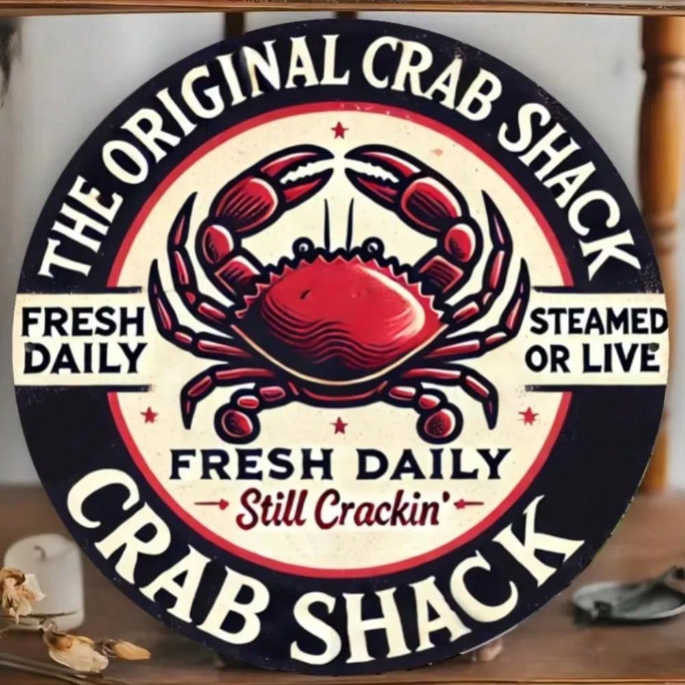 Crab House Metal Sign Wall Art for Kitchen Bar Cafe Home Decor Halloween Gift