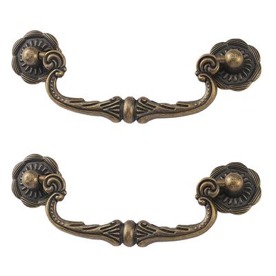 Vintage Chinese Cabinet Pulls 86mm Pitch Set of 2 Drawer Handles Alloy Build for Dressers Cabinets and Storage Furniture