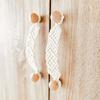 Beech Wood Door Cabinets Handle Drawer Pull Knob Handmade Cotton Rope 19cm