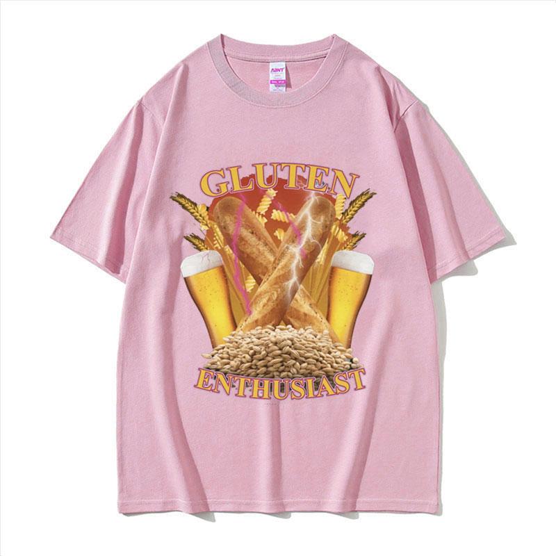 Funny Gluten Enthusiast Meme Graphic T Shirt Mens Fashion Cotton Short Sleev Tshirts ONeck Loose Oversized Tshirt Streetwear