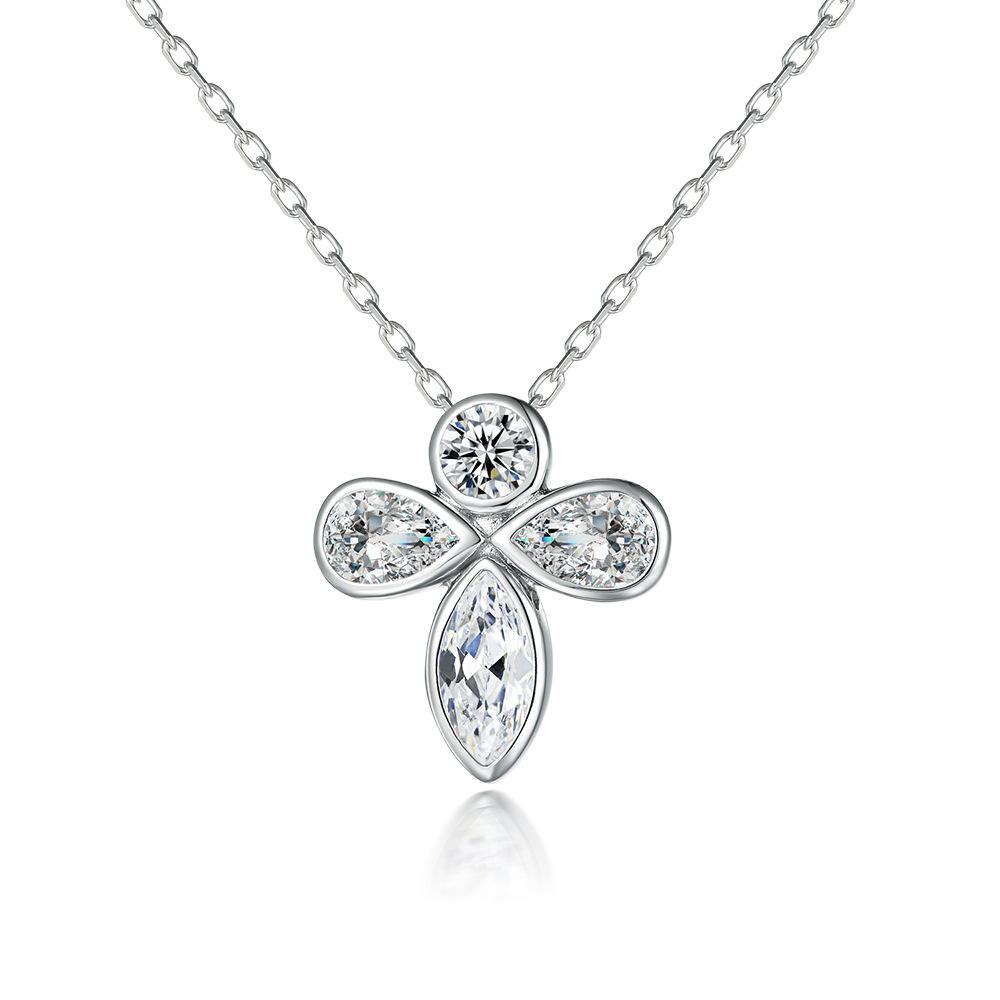 925 Sterling Silver Butterfly Bee Necklace Female Versatile ins Wind Zircon Pendant Clavicle Chain 925 silver платиновый