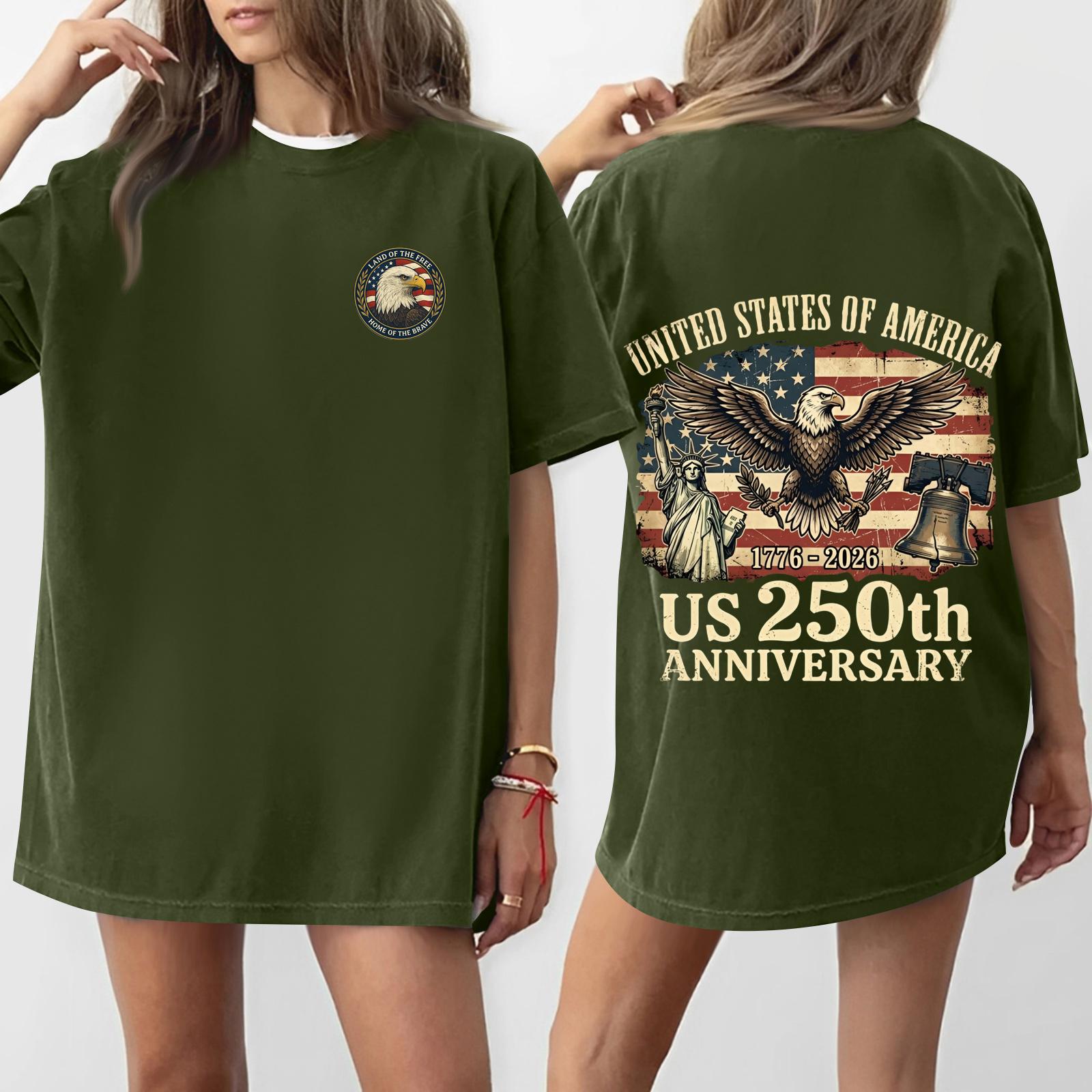 Women s Casual Fashion Round Neck Casual American Flag Print Short Sleeve T-Shirt Top XL