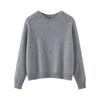 Women's 100% Wool Round Neck Long Sleeve Knitwear - Stylish Slimming Pullover for Autumn/Winter