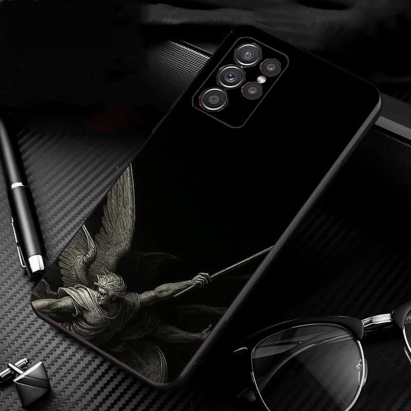 Phone Case For Samsung Galaxy S26 S25 S24 S23 S22 Ultra S23 S22 S25 Plus S24FE S23FE S26Edge Black Angel Death Demon