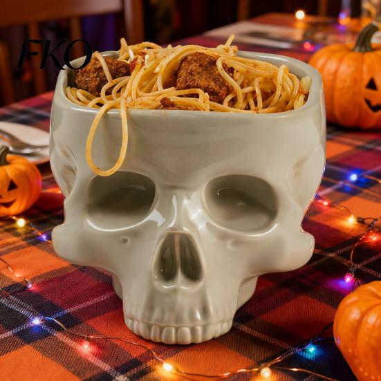 Bar Nut Holder Halloween Skull Candy Bowl Gothic Ceramic Portable Skeleton Head Style Home Decor Dining Table Ornament Party