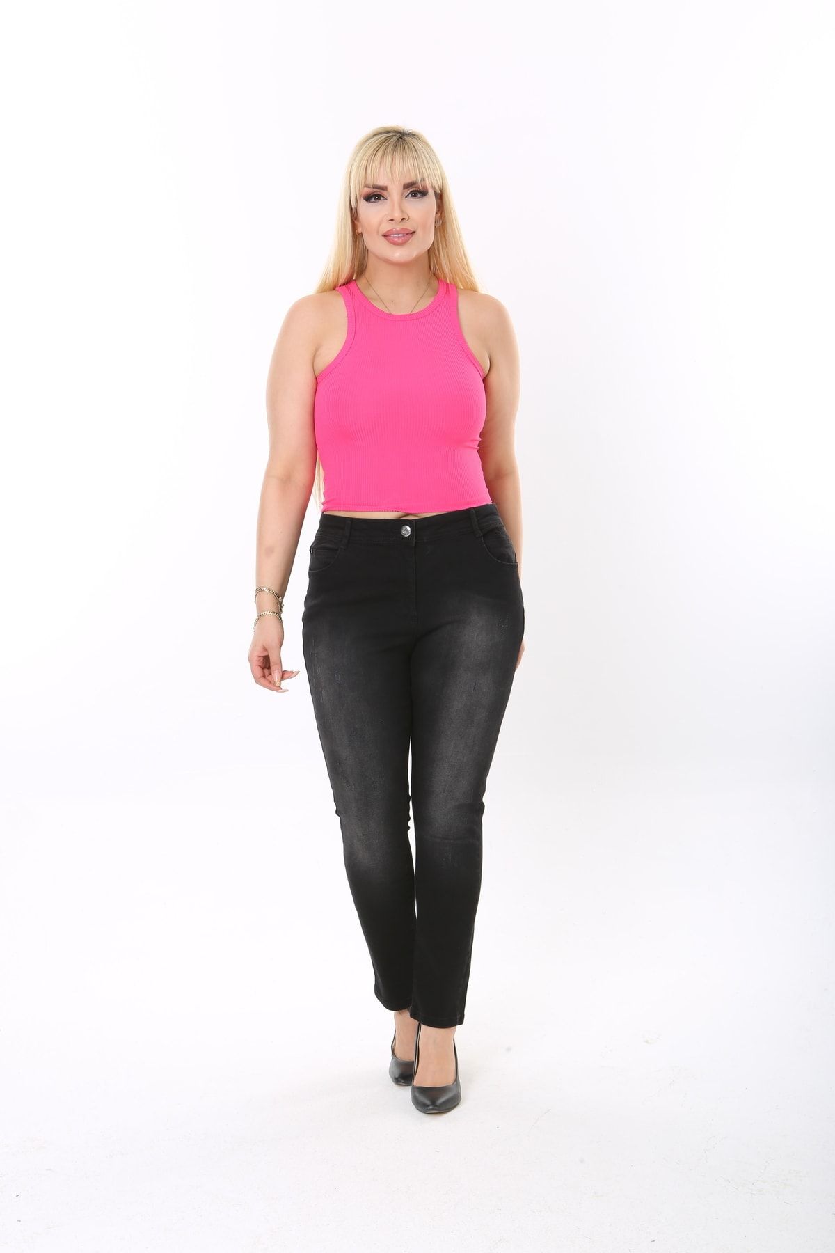 

Women s Style Plus Size Pants High Waist Lycra Big Size Jeans With Laser Front M