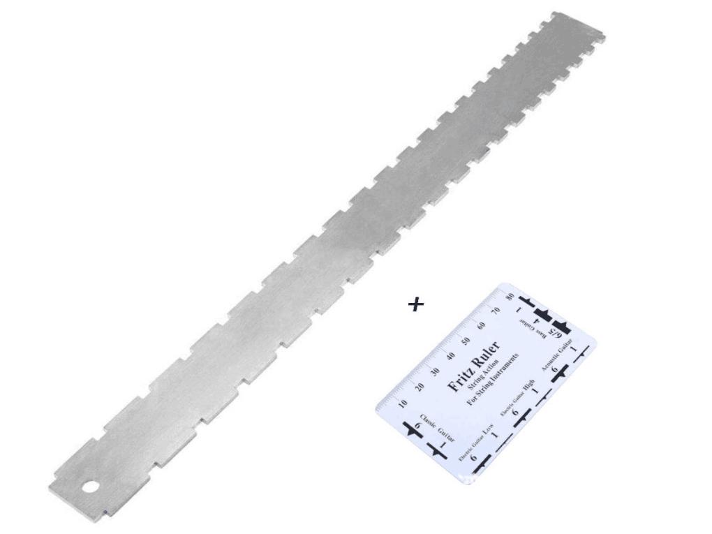 Guitar Neck, Fret, and String Ruler Set - Metal Measuring Tools for Fret Spacing & String Height