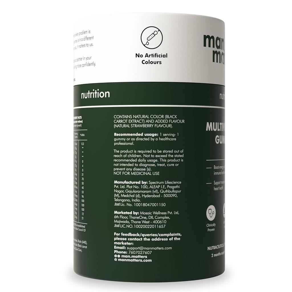 Man Matters Multivitamin Gummies For Men No Added Sugar Essentials With 15 Nutrients For Energy Wellness 60 Gummies