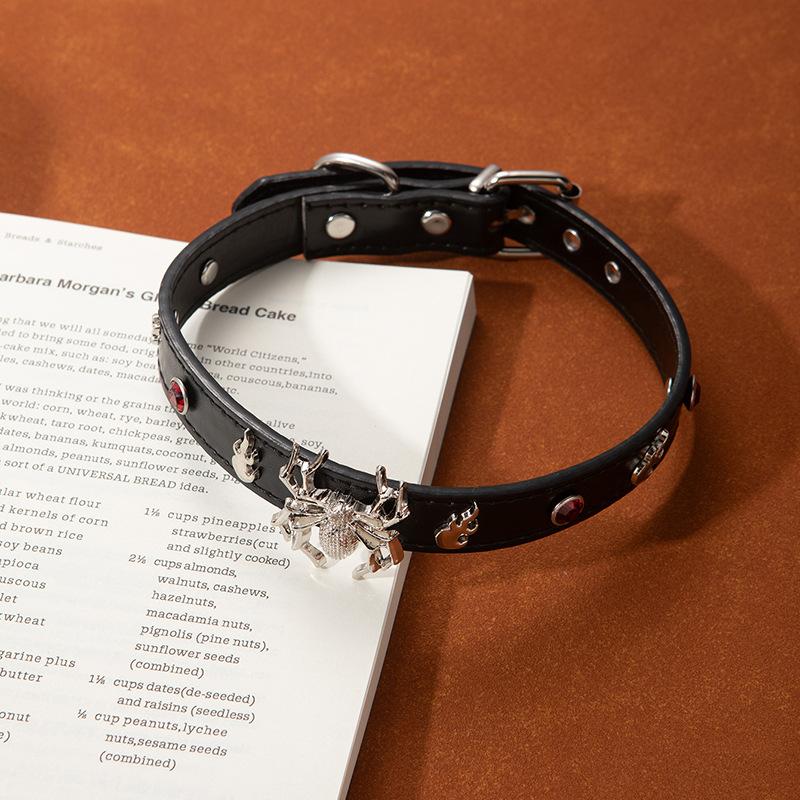 Heavy Industry Red Rose Collar High Sense Choker Cross Necklace Dark Goth Punk Neck Chain Collarbone Chain