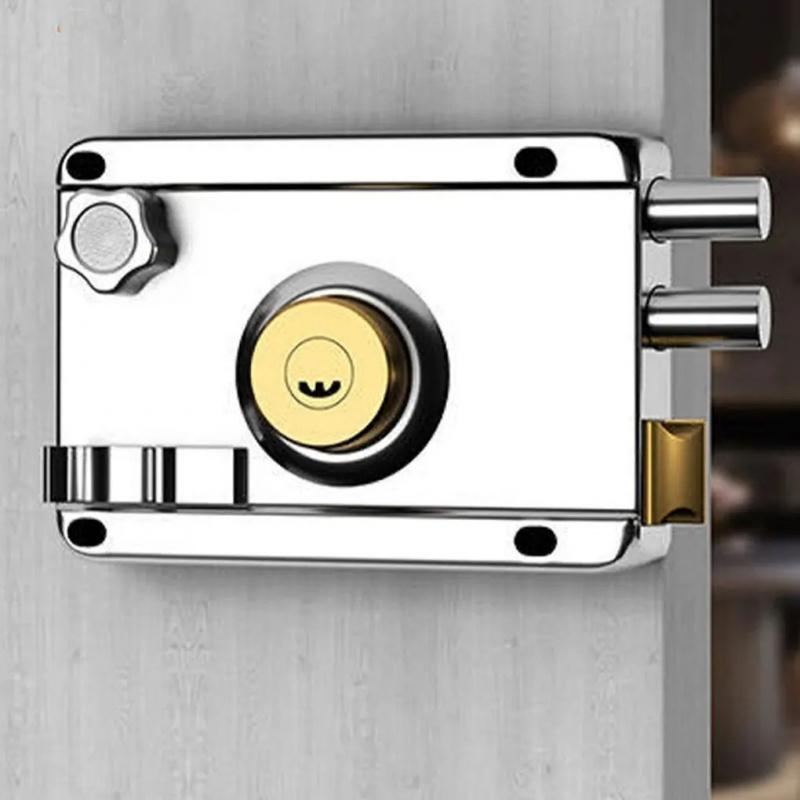 Antique Heavy-Duty Smooth Lock Front Door Padlock with Key Household Gear Universal House Locking Accessory