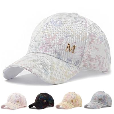 Neue Damen-Baseballkappe, Sommer, lässig, Mesh-Cap, Mode, Metalldekoration, Baseballkappen, Druck, Outdoor, Sonnenblende, Hut, verstellbar