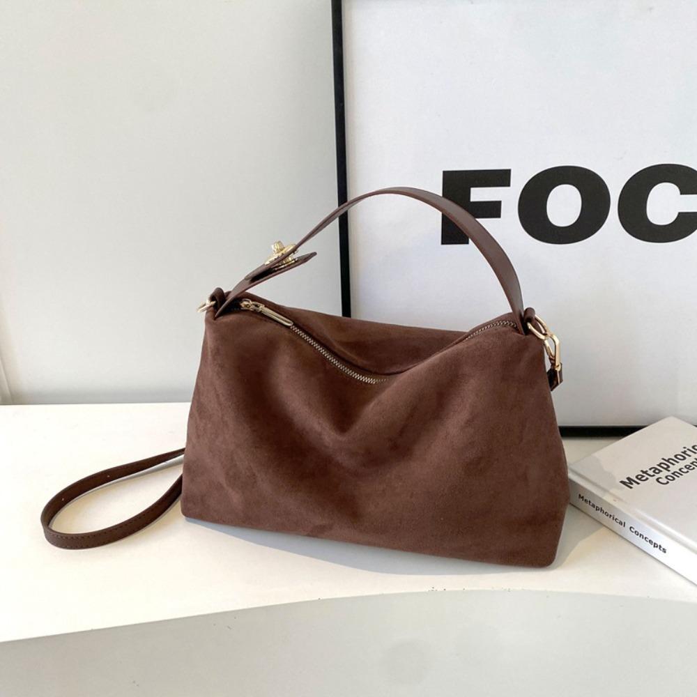 Vintage Solid Color Underarm Bag Large Capacity PU Leather Crossbody Bag Shoulder Bag Women