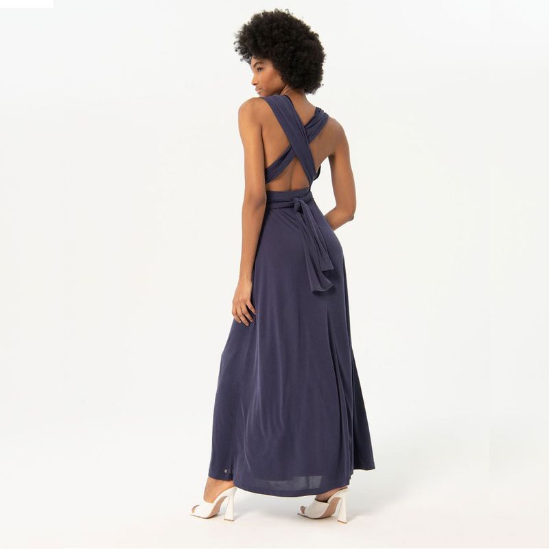 

Super Collection Women s Long Draped Not Wrinkle Big Hemline V-neck Modal Dress Blue Gray XL