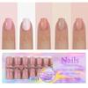 150Pcs Gradient Nude Color Almond Wearable Fake Nail Tips Press On Acrylic Nails Removable Wearing Reusable Full Cover Nail Tips