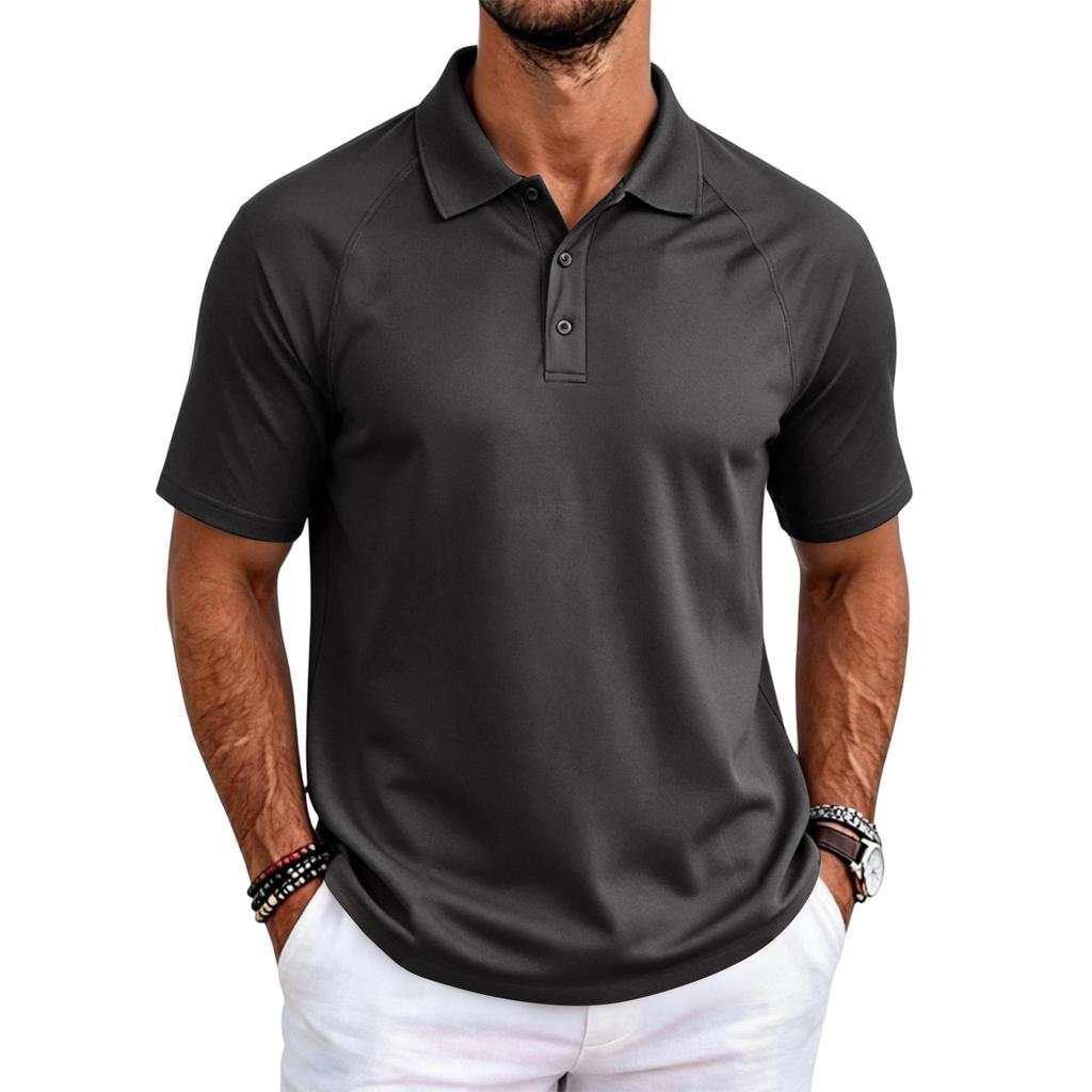 Men's Color Block Raglan Short Sleeve Shirt with Collar for Casual Daily Wear