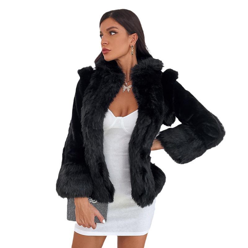 European and American Style Mid-Length Imitation Mink Fur Coat for Women