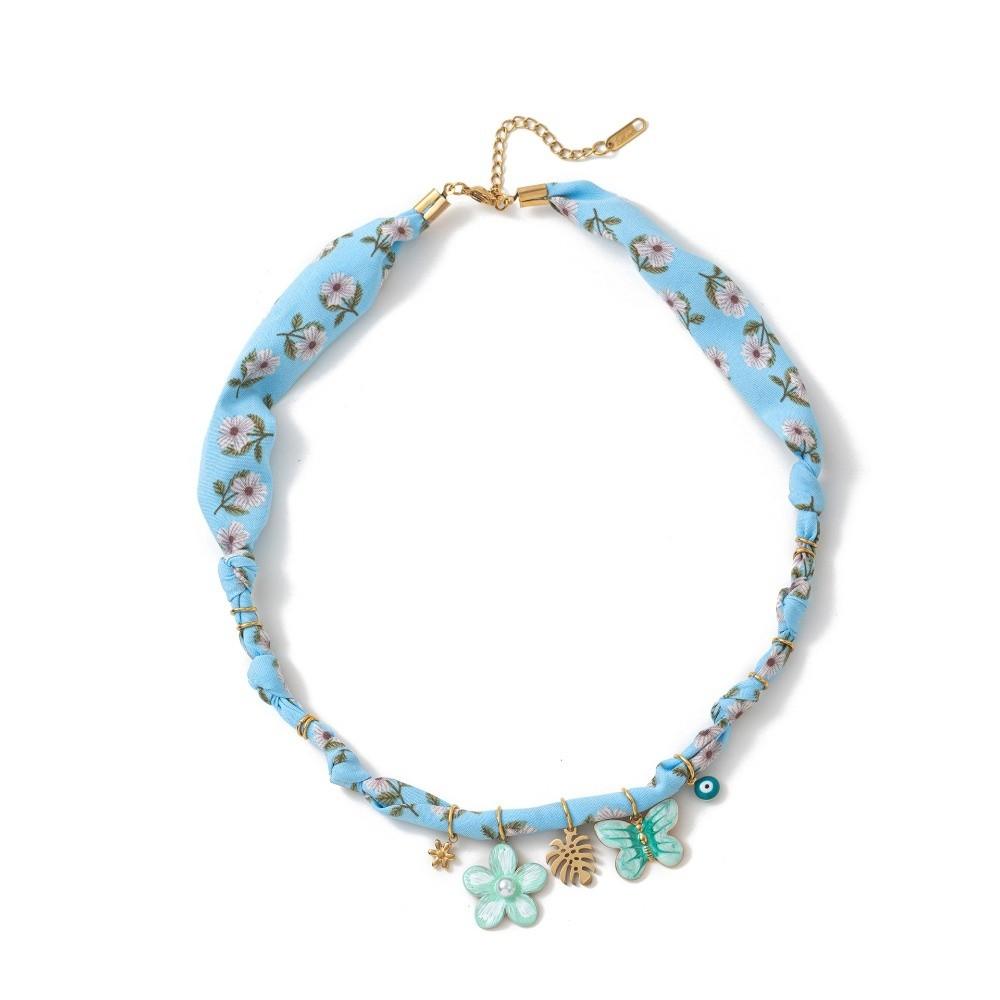Love Heart Beach Ocean Series Necklace Flower Dopamine Necklace Vintage Cloth Chain Necklace  Male