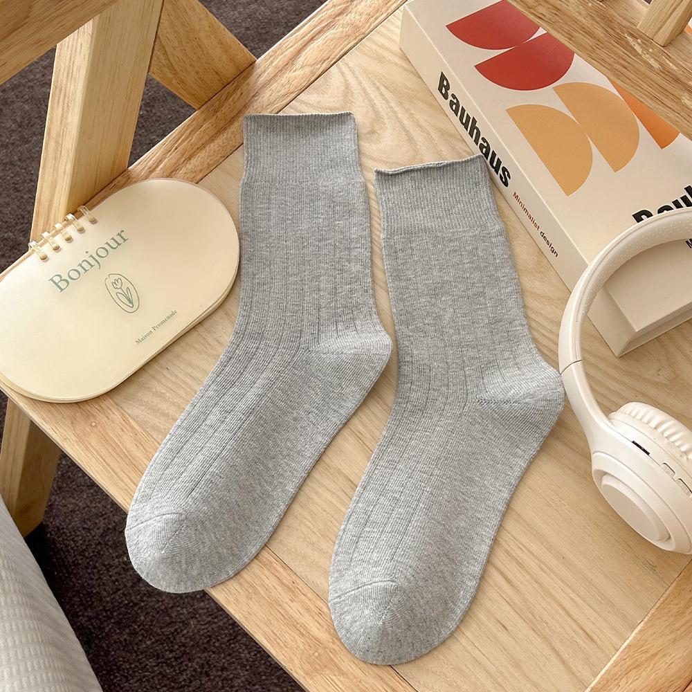 Women's Autumn and Winter Thick Pile Socks, Pure Cotton Mid-calf Long Socks, Versatile Autumn White Loose Cotton Socks for Women