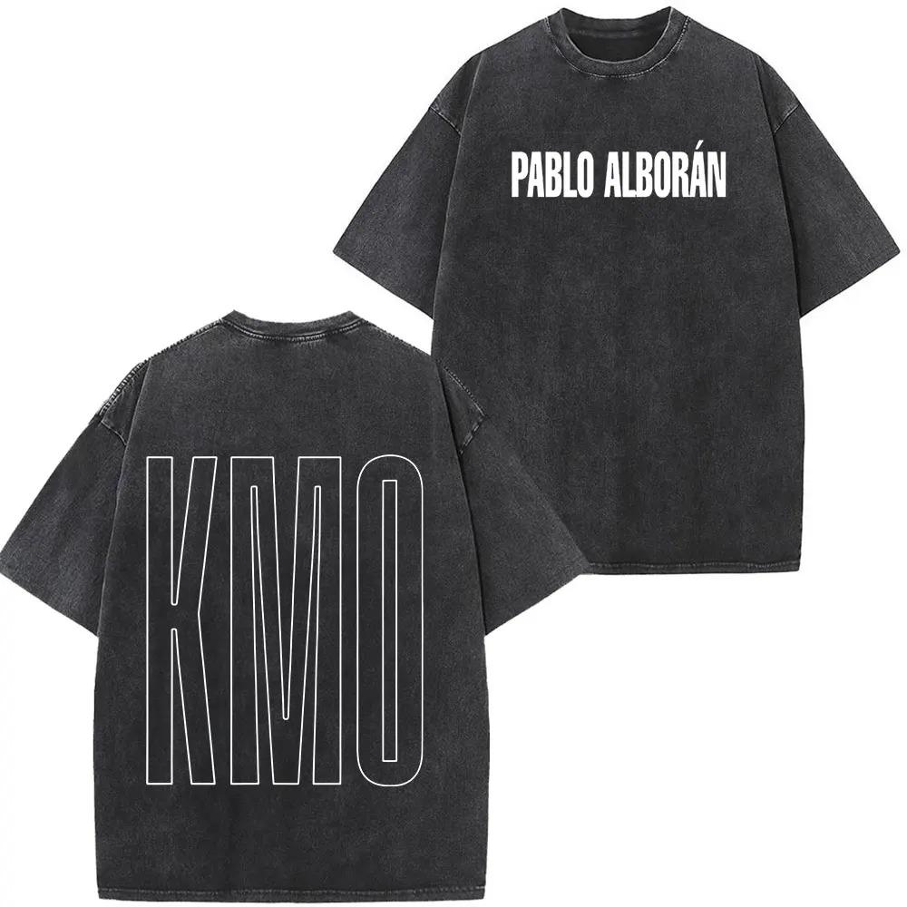 Singer Pablo Alborán Global Tour Kmo 2026 Print Washed Vintage T Shirt Men Women Hip-hop T-shirts Short-sleeved Casual T Shirts