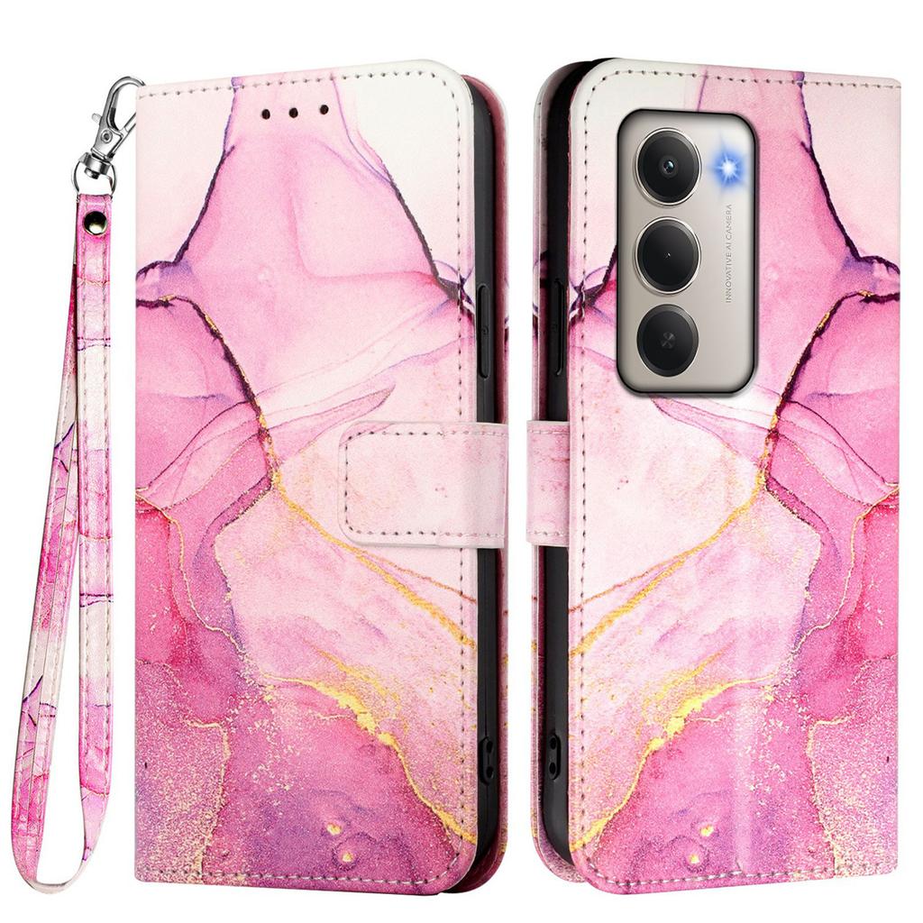 For Xiaomi Redmi 15 5G Case with Strap Marble Pattern Leather Phone Cover Card Holder